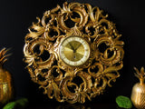 Vintage Welby 8 Day Clock Gilded Gold Rococo German Movement Works Ormolu Hollywood Regency