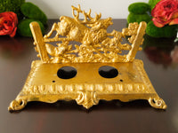 Antique Bradley And Hubbard Inkwell Hunting Scene B&H 3549 7030