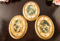 Vintage Italian Florentine Gilded Wall Hangings Plaques Victorian Scenes Set Of 3