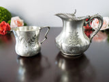 Antique Silver Plate Childs Cup And Covered Creamer Pitcher