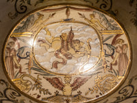 Vintage Hand Painted Bowl With Gold Base Cherubs 24 KT Gold Birds Women French Blue Jardiniere