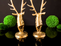Vintage Brass Stag Candle Holders Pair