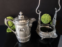 Antique Silver Plate Tilting Pitcher With Stand Aesthetic Victorian Middletown Silver Plate Co