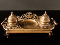 Antique Bronze Inkwell With Removable Cups Ornate