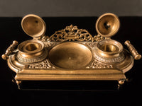Antique Bronze Inkwell With Removable Cups Ornate