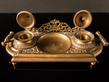 Antique Bronze Inkwell With Removable Cups Ornate