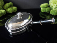 Antique Silver Plate Silent Butler Crumb Catcher Family Crest Deo Dante England