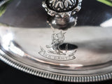 Antique Silver Plate Silent Butler Crumb Catcher Family Crest Deo Dante England