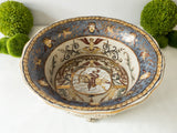 Vintage Hand Painted Bowl With Gold Base Cherubs 24 KT Gold Birds Women French Blue Jardiniere