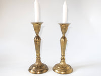 Vintage Brass Fluted Candle Holders Candlestick Pair