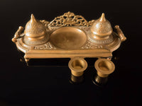 Antique Bronze Inkwell With Removable Cups Ornate