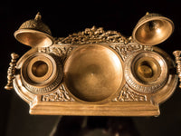 Antique Bronze Inkwell With Removable Cups Ornate