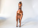 Vintage Leather Covered Horse Statue Sculpture Rearing Horse Tall 16" English Equestrian