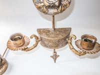 Large Neoclassical Candle Holder Sconce Pair Gilded Wall Decor