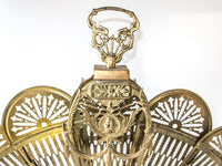 Vintage Brass Fireplace Screen Fireplace Fan Art Nouveau Peacock Victorian