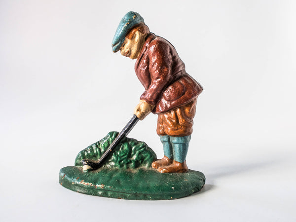 Vintage Doorstop Putting Golfer Cast Iron Possibly Hubley #34 Or Repro