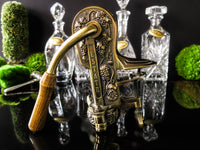 Vintage Estate Wine Opener Antique Brass With Oak Wood Decorker
