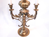 Vintage Bronze Brass Candle Holder Acanthus Leaves Unique Tall 16" 2 Arm