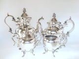 Vintage Silver Plate Tea Set Coffee Service Set BSC Birmingham Silver Co Silver On Copper