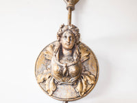 Large Neoclassical Candle Holder Sconce Pair Gilded Wall Decor
