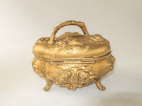 Antique Art Nouveau Jewel Box With Silk Lining Gold Ormolu