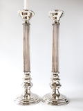 Vintage Tall Column Silver Candle Holders Candlesticks 18"