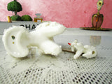Spaghetti Poodle And Pup Figurines White 1950's 2 Piece Set