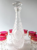 Vintage King’s Crown Ruby Flashed Glasses And Decanter By Tiffin Franciscan 9 Piece Set