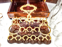 Antique French Tantalus Napoleon III Burled Wood Hidden Beverage Cabinet Gilt Bronze