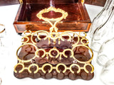 Antique French Tantalus Napoleon III Burled Wood Hidden Beverage Cabinet Gilt Bronze