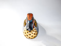 Vintage Hand Painted Green Winged Teal Drake Duck Decoy Wood Carved Sculpture