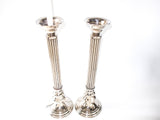 Vintage Tall Column Silver Candle Holders Candlesticks 18"