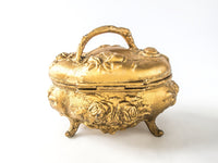 Antique Art Nouveau Jewel Box With Silk Lining Gold Ormolu