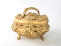 Antique Art Nouveau Jewel Box With Silk Lining Gold Ormolu
