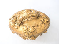 Antique Art Nouveau Jewel Box With Silk Lining Gold Ormolu