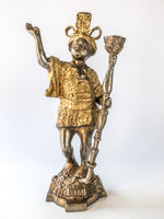 Vintage Bronze Blackamoor Sculpture Statue Candle Holder Doorstop