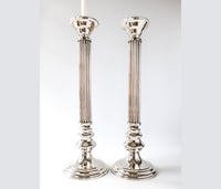 Vintage Tall Column Silver Candle Holders Candlesticks 18"