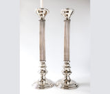 Vintage Tall Column Silver Candle Holders Candlesticks 18"