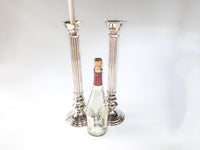 Vintage Tall Column Silver Candle Holders Candlesticks 18"