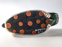 Vintage Hand Painted Green Winged Teal Drake Duck Decoy Wood Carved Sculpture