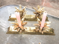 Brass Pineapple Candle Holders Centerpiece Hollywood Regency