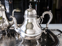 Antique Silverplate Tea Set Coffee Service Georgian Court With Tray 6 Pieces Silver Soldered