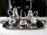 Antique Silverplate Tea Set Coffee Service Georgian Court With Tray 6 Pieces Silver Soldered