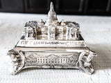 Antique Silverplate Trinket Box With Silk Lining