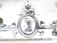Antique Silver Plate Serving Tray Medallion Portrait 1860s Rare Greek Revival