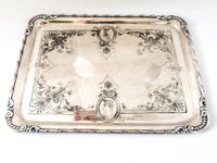 Antique Silver Plate Serving Tray Medallion Portrait 1860s Rare Greek Revival