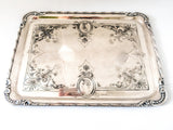 Antique Silver Plate Serving Tray Medallion Portrait 1860s Rare Greek Revival