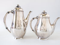 Vintage Silver Plate Tea And Coffee Pots Apple By Wilcox IS 2601