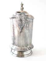 Antique Silver Plate Ice Water Pitcher Insulated Figural Cherub Boy On Dolphin