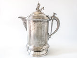 Antique Silver Plate Ice Water Pitcher Insulated Figural Cherub Boy On Dolphin